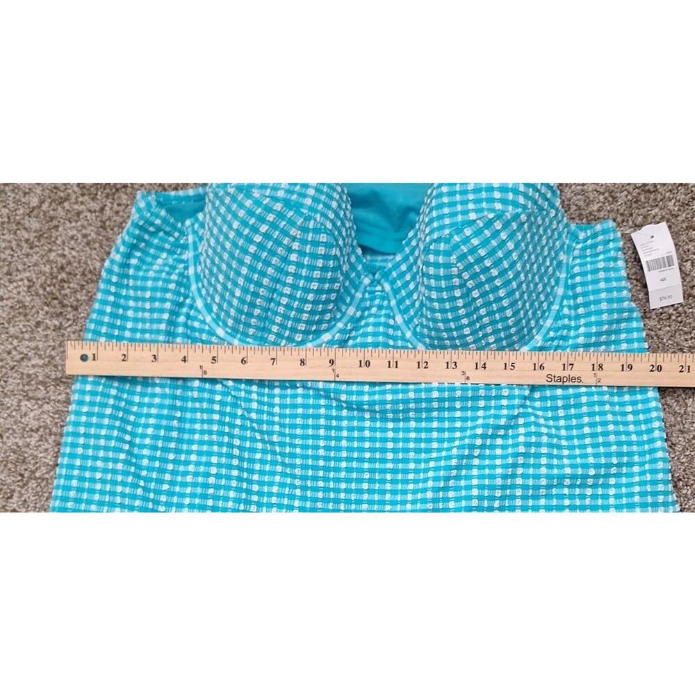 Lane Bryant Teal Gingham Balconette Tankini Top 42C and Swim Skirt 24 Set - Picture 6 of 12